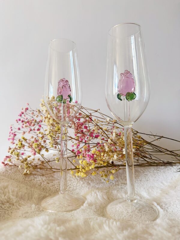 3D Rose Wine Glass